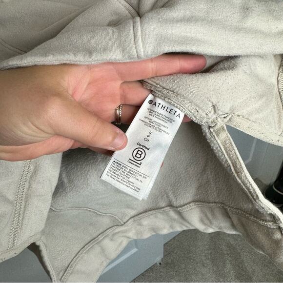 Athleta Retroplush Crewneck Sweatshirt Pullover Beige Neutral Size Small - Picture 5 of 6